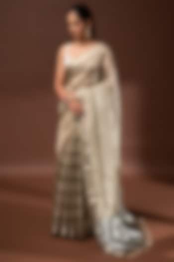 Olive Green Banarasi Tissue Zari Work Party Wear Saree by Sacred Weaves at Pernia's Pop Up Shop