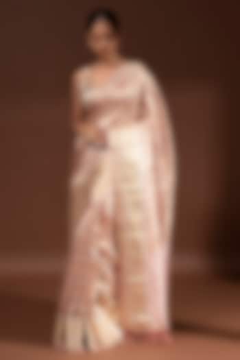 Pastel Pink Banarasi Tissue Zari Work Wedding Saree by Sacred Weaves at Pernia's Pop Up Shop
