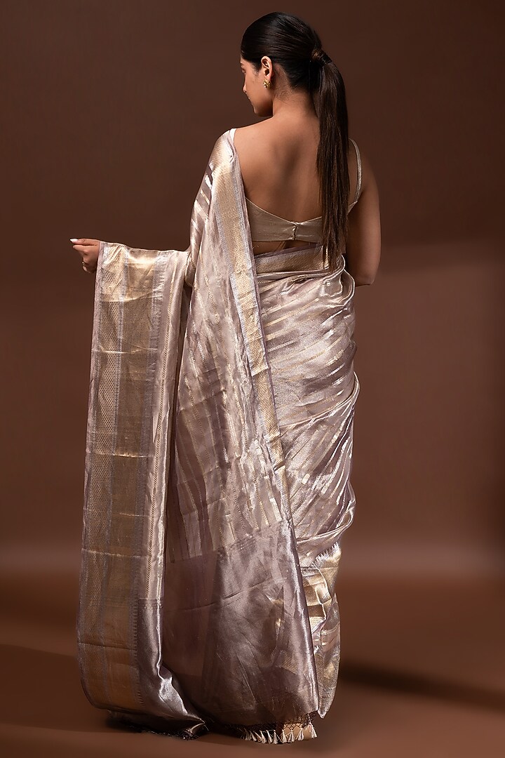 Pastel Purple Banarasi Tissue Zari Work Wedding Saree by Sacred Weaves at Pernia's Pop Up Shop