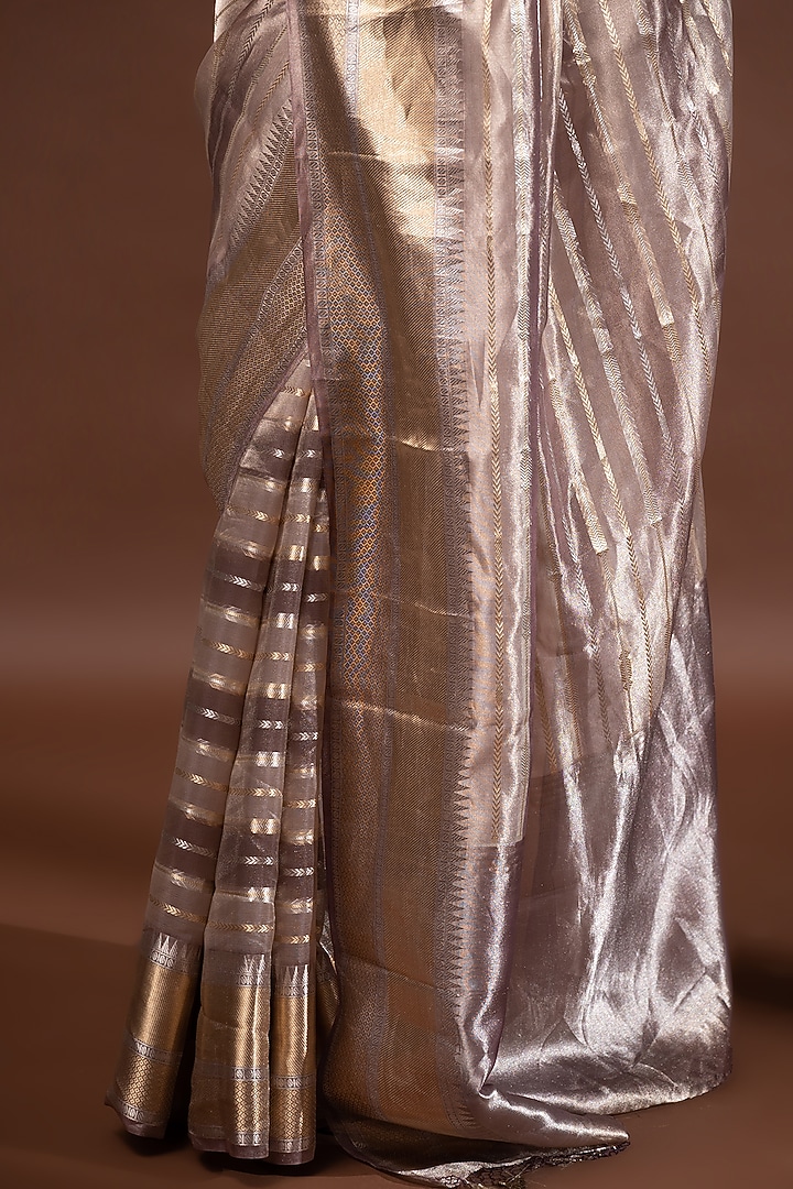 Pastel Purple Banarasi Tissue Zari Work Wedding Saree by Sacred Weaves at Pernia's Pop Up Shop