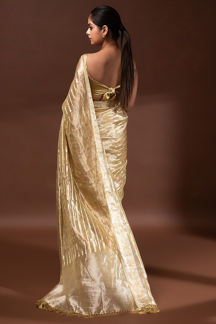 Pastel Yellow Banarasi Tissue Zari Work Wedding Saree by Sacred Weaves at Pernia's Pop Up Shop