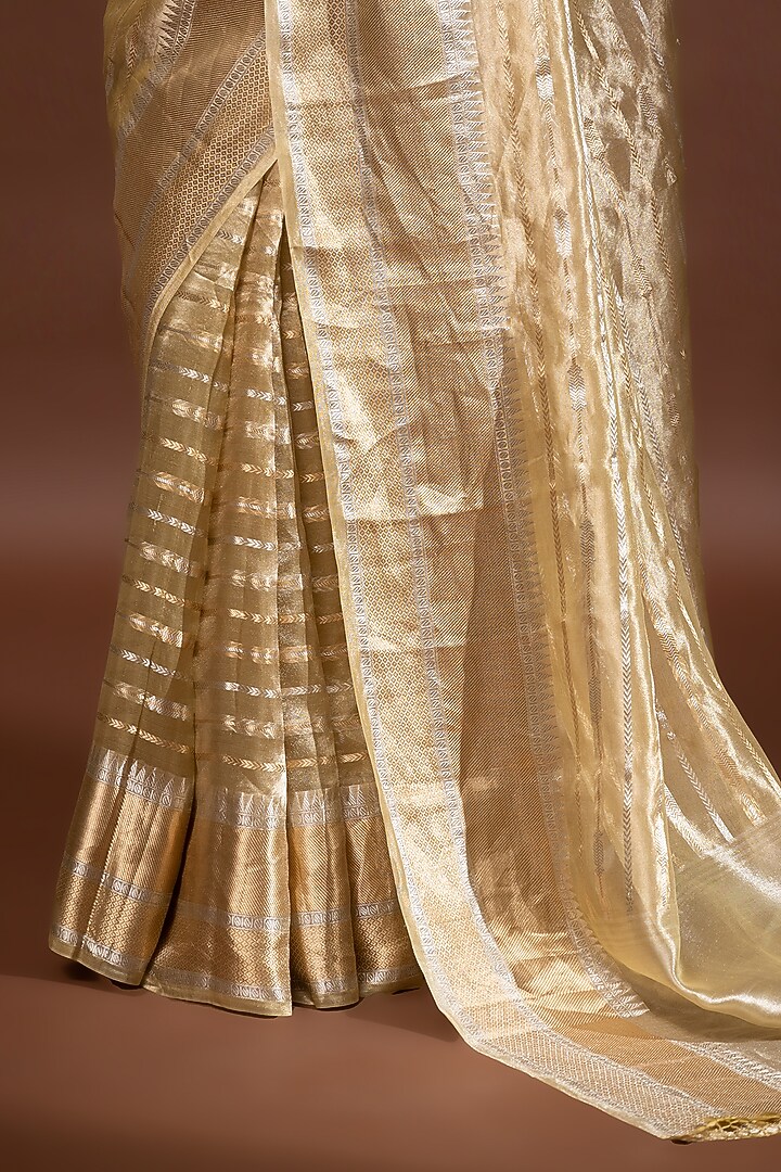 Pastel Yellow Banarasi Tissue Zari Work Wedding Saree by Sacred Weaves at Pernia's Pop Up Shop