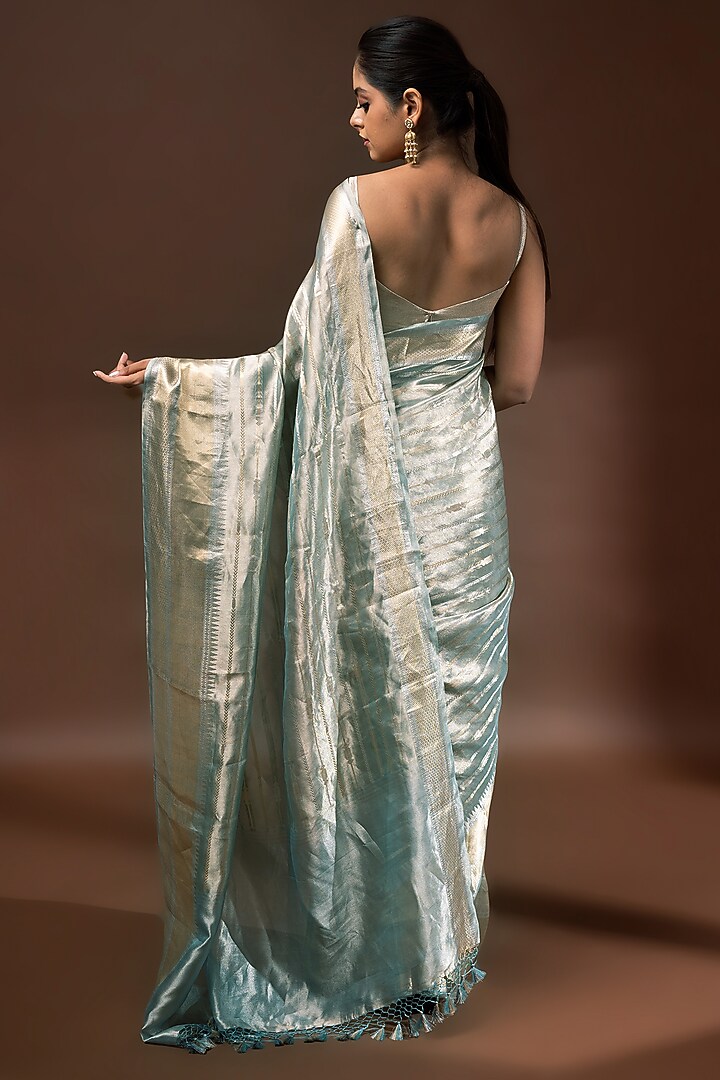 Sea Green Banarasi Tissue Zari Work Wedding Saree by Sacred Weaves at Pernia's Pop Up Shop