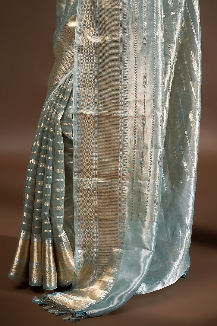 Sea Green Banarasi Tissue Zari Work Wedding Saree by Sacred Weaves at Pernia's Pop Up Shop