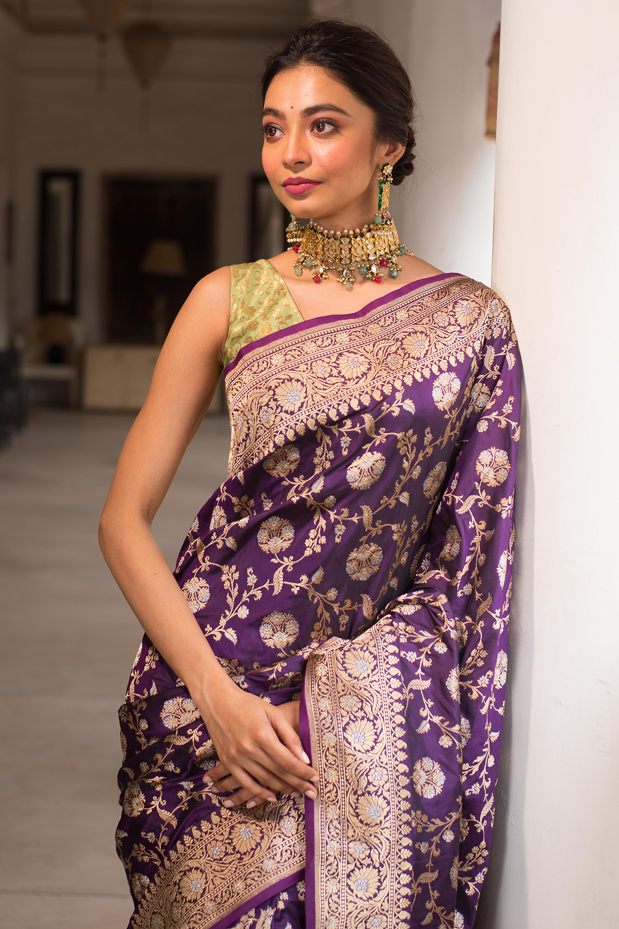 Purple Banarasi Saree Set Design by Jayanti Reddy at Pernia's Pop Up Shop  2024