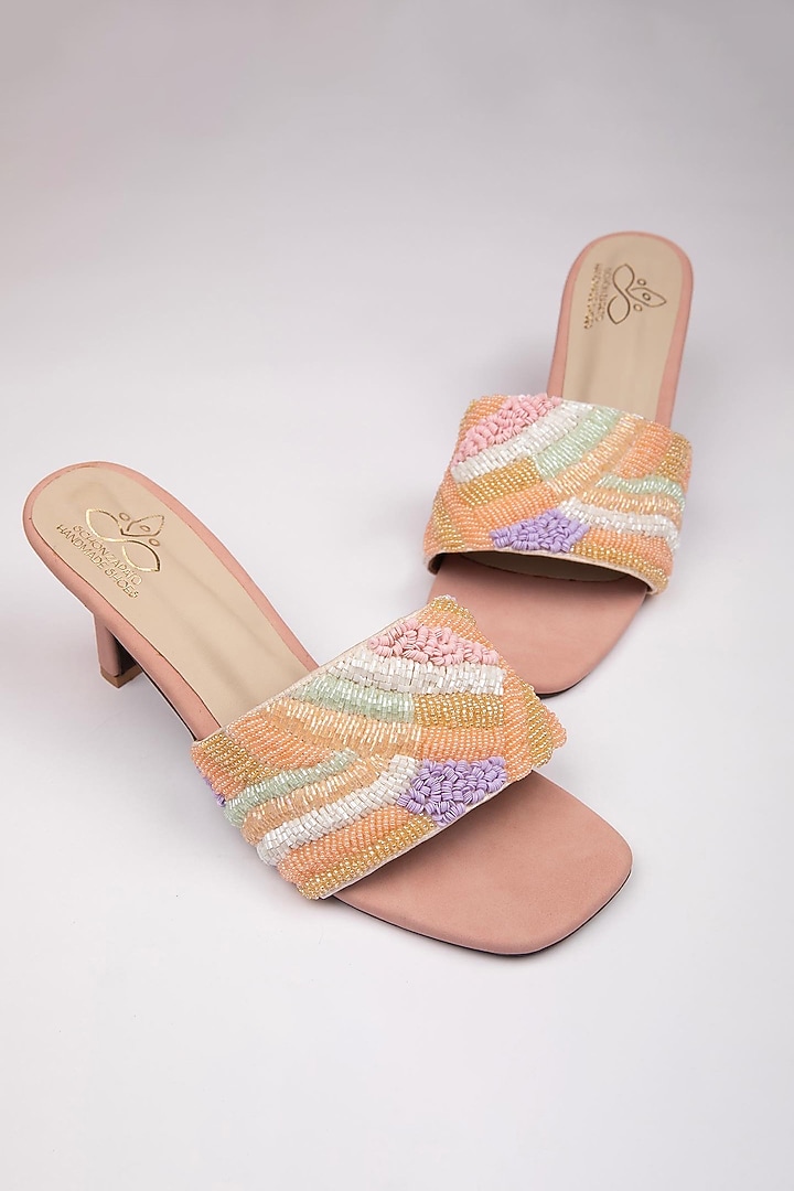 Multi-Colored Vegan Leather Sequins Embellished Heels by Schon Zapato at Pernia's Pop Up Shop
