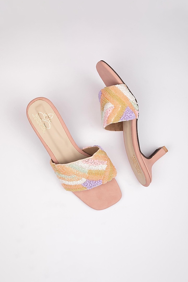 Multi-Colored Vegan Leather Sequins Embellished Heels by Schon Zapato at Pernia's Pop Up Shop
