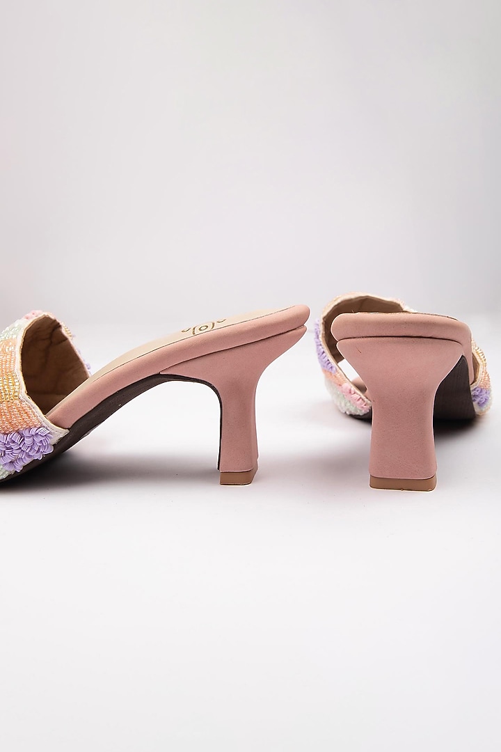 Multi-Colored Vegan Leather Sequins Embellished Heels by Schon Zapato at Pernia's Pop Up Shop