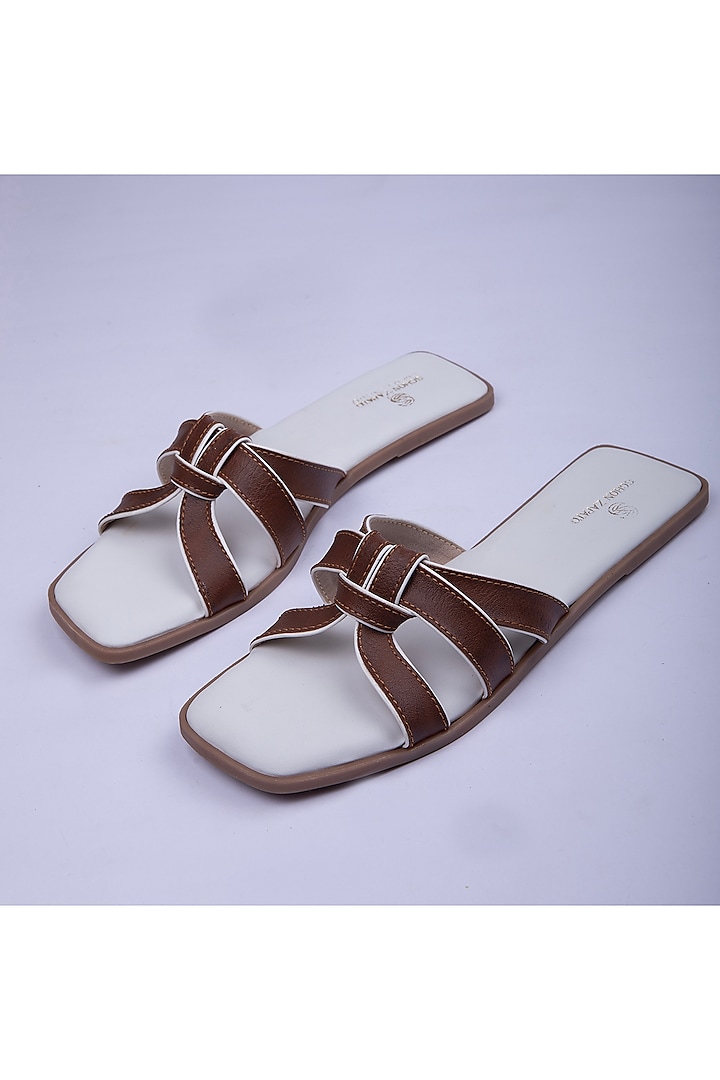 Tan Vegan Leather Flats by Schon Zapato