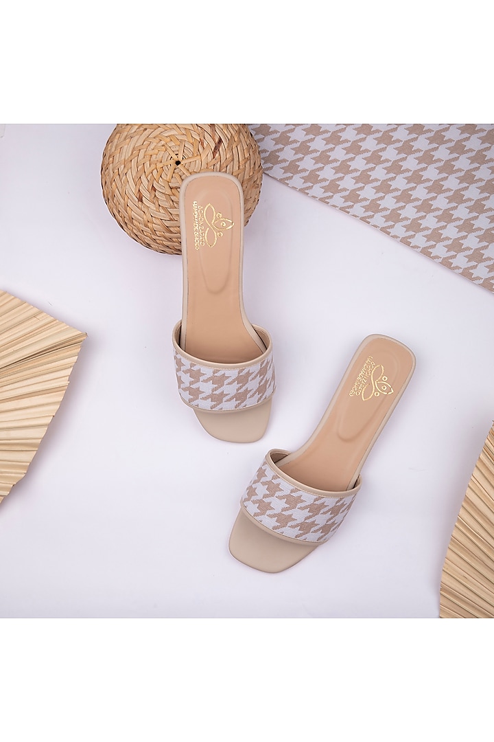 Beige Vegan Leather Flats by Schon Zapato