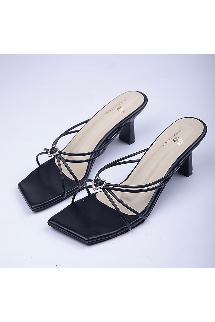 Black Vegan Leather Heels by Schon Zapato