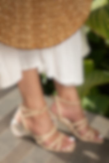 Beige Jute Heels by Schon Zapato at Pernia's Pop Up Shop