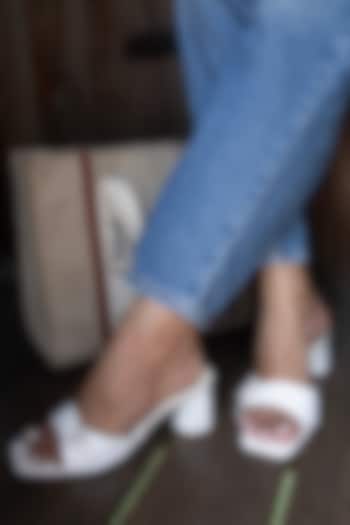 White PU Leather Heels by Schon Zapato at Pernia's Pop Up Shop