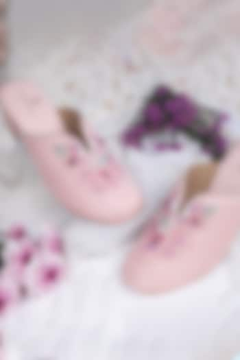 Pink Raw Silk Threadwork Mules by Schon Zapato at Pernia's Pop Up Shop