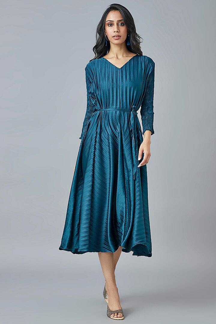 Lake Blue Flared Dress by Scarlet Sage