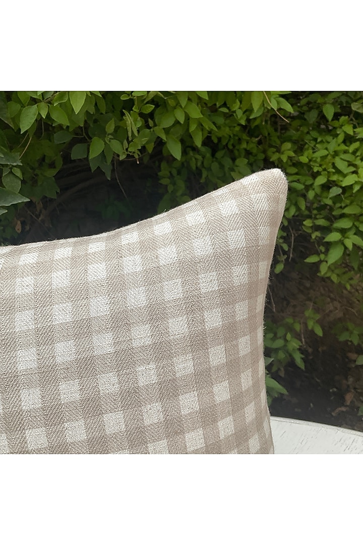 Ivory Linen Blend Checkered Cushion Cover by Studio Covers at Pernia's Pop Up Shop