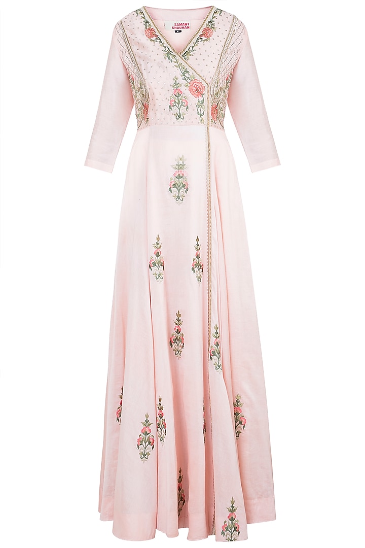 Peach Embroidered Party Wear Anarkali Gown by Samant Chauhan at Pernia's Pop Up Shop