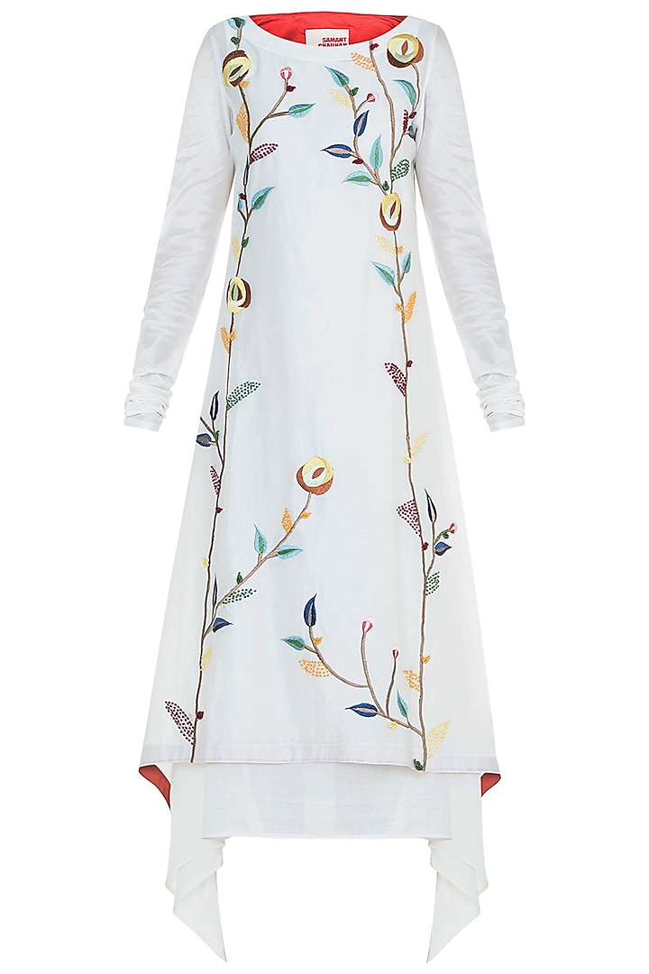 Off White Embroidered Kurta With Inner by Samant Chauhan
