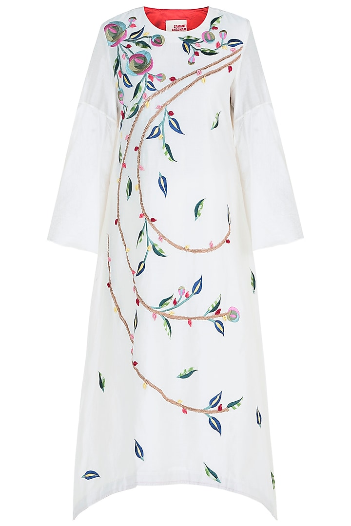 Off White Embroidered High Low Kurta by Samant Chauhan