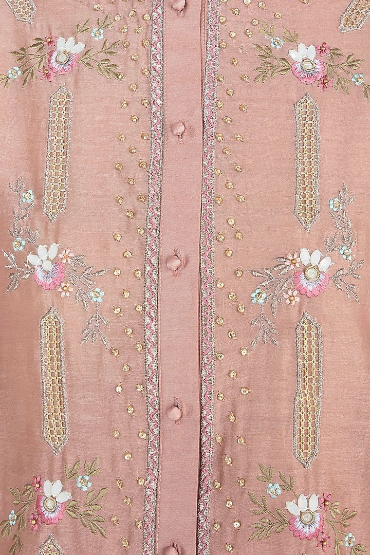 Light Brown Embroidered Kurta With Churidar Pants by Samant Chauhan at Pernia's Pop Up Shop