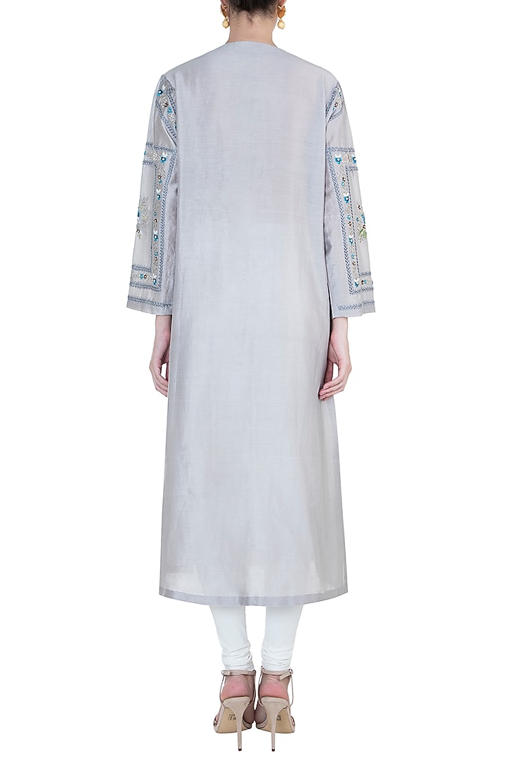 Powder Blue Embroidered Kurta by Samant Chauhan at Pernia's Pop Up Shop