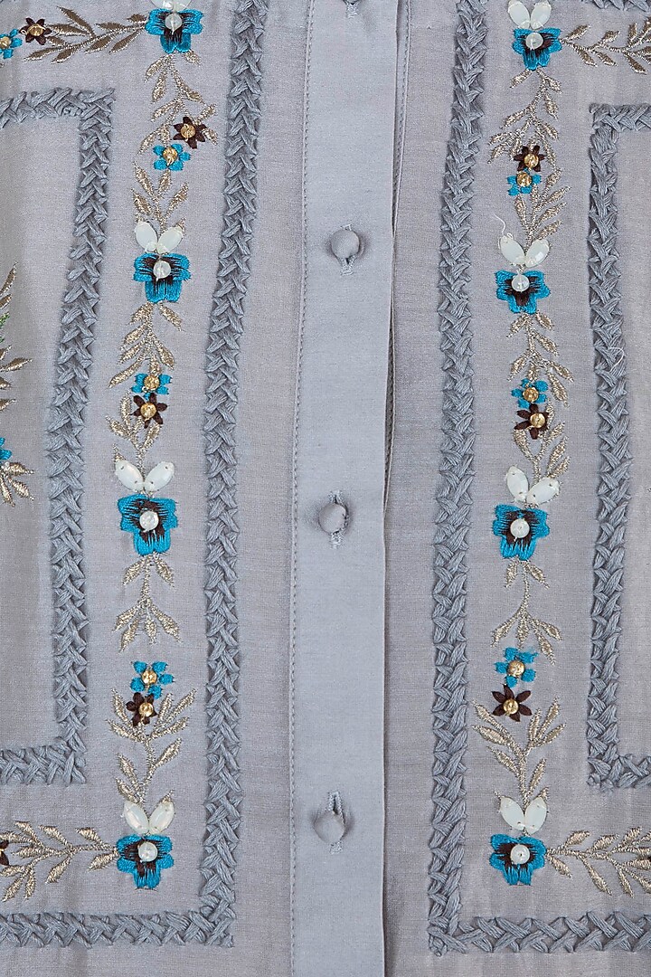 Powder Blue Embroidered Kurta by Samant Chauhan at Pernia's Pop Up Shop