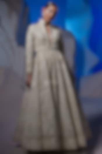 Ivory Linen Silk & Fine Cotton Bridal Gown by Samant Chauhan at Pernia's Pop Up Shop