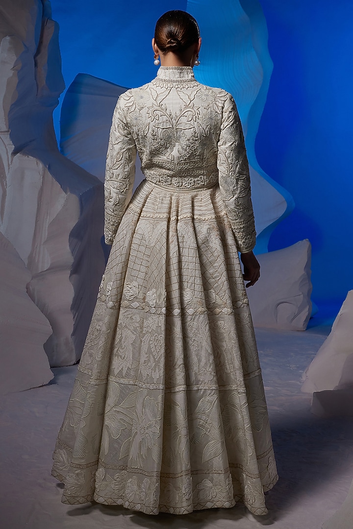 Ivory Linen Silk & Fine Cotton Bridal Gown by Samant Chauhan at Pernia's Pop Up Shop