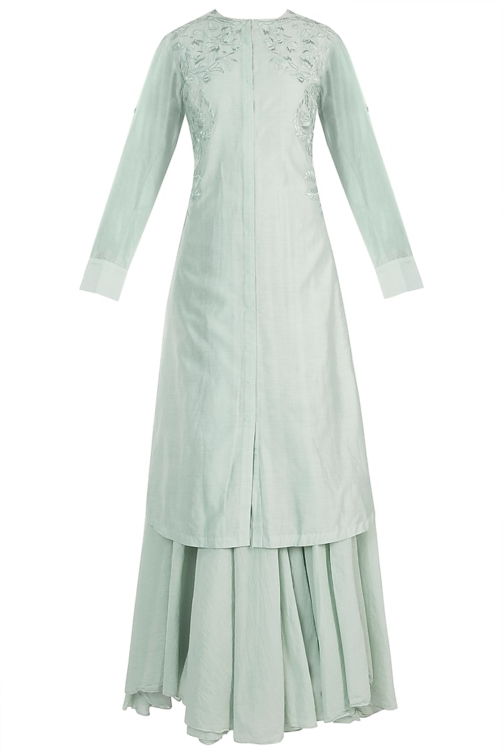 Light Sea Green Embroidered Kurta Set by Samant Chauhan at Pernia's Pop Up Shop