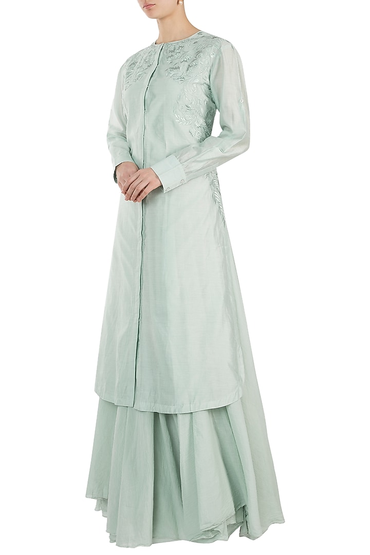 Light Sea Green Embroidered Kurta Set by Samant Chauhan at Pernia's Pop Up Shop