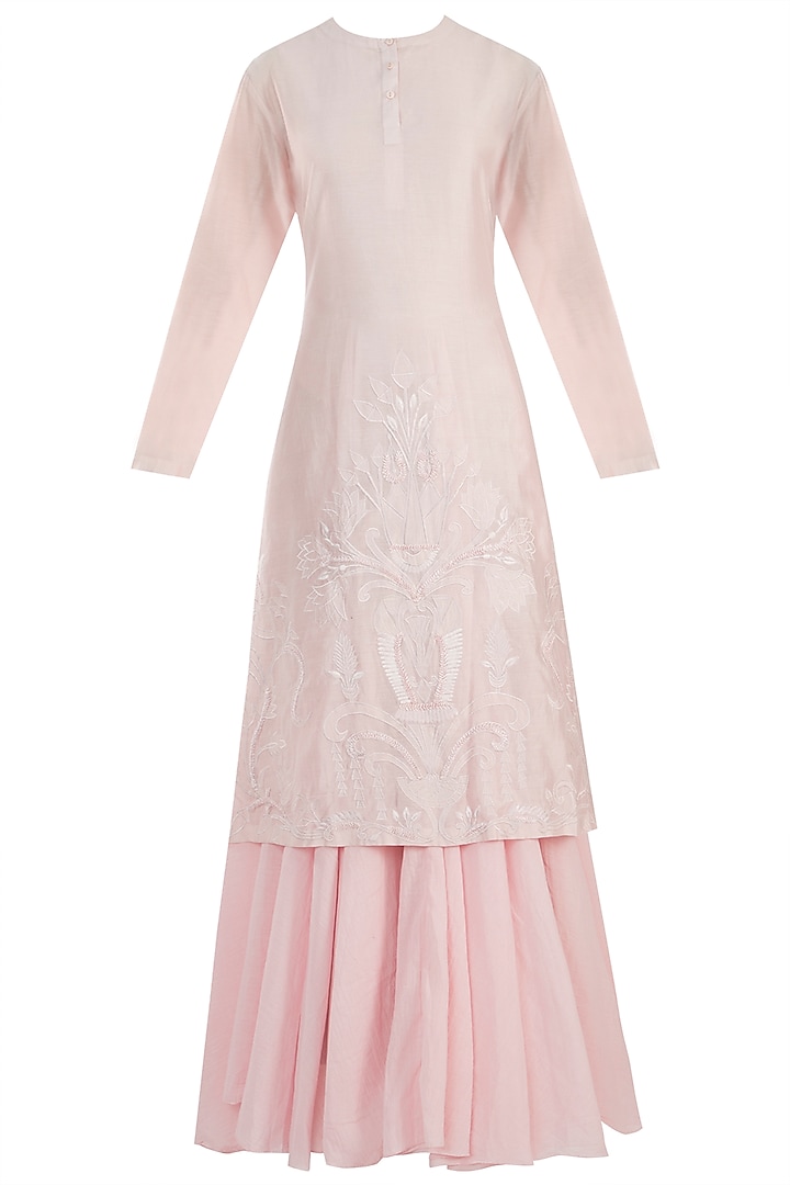 Pink Embroidered Kurta With Inner Dress by Samant Chauhan
