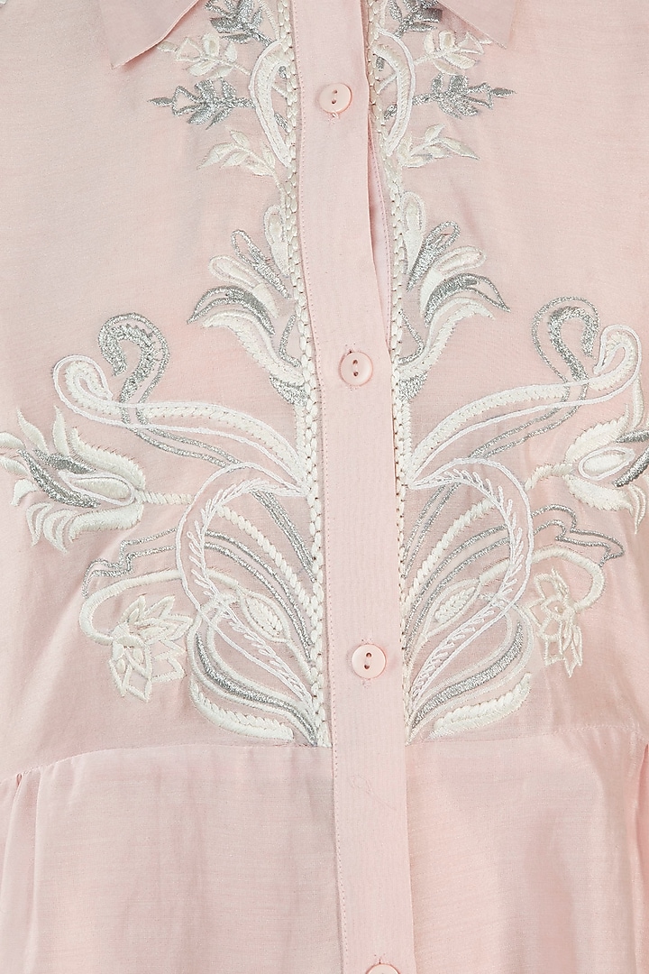 Pink Embroidered Tier Vacation Dress by Samant Chauhan at Pernia's Pop Up Shop