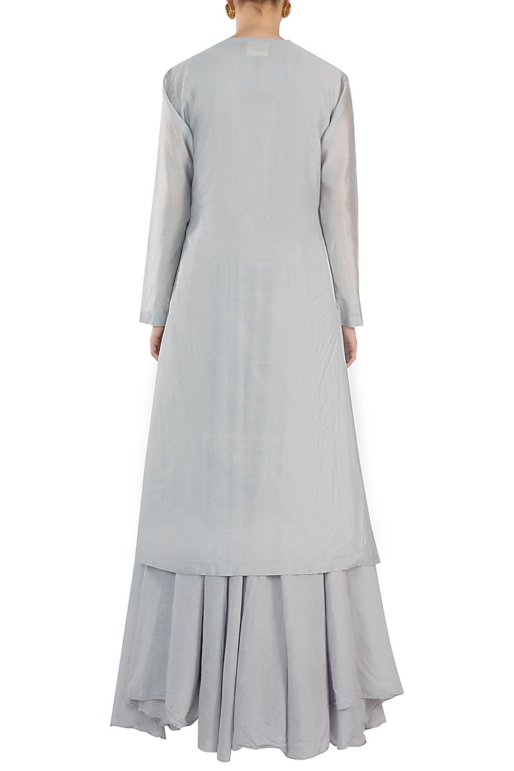 Powder Blue Embroidered Kurta With Inner Vacation Dress by Samant Chauhan at Pernia's Pop Up Shop