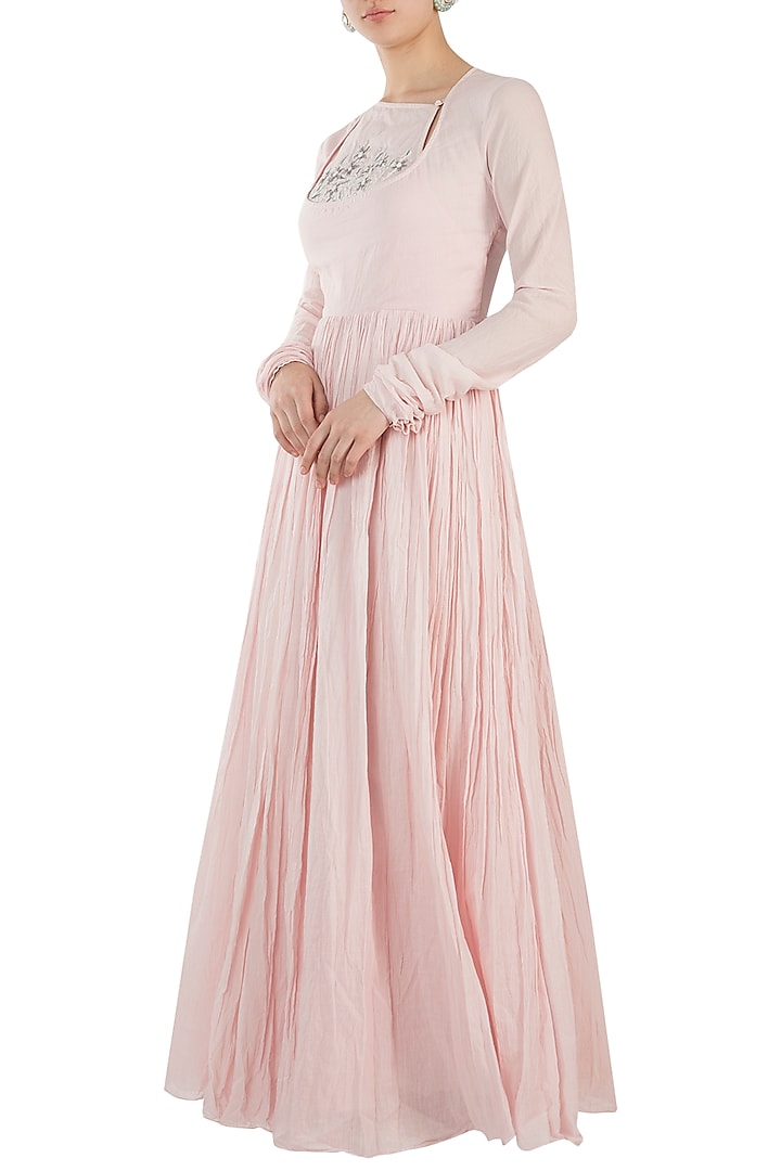 Pink Embroidered Angrakha Vacation Dress by Samant Chauhan at Pernia's Pop Up Shop