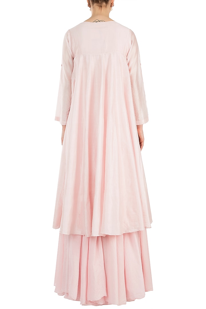 Pink Embroidered Kurta With Maxi Inner Cocktail Dress by Samant Chauhan at Pernia's Pop Up Shop