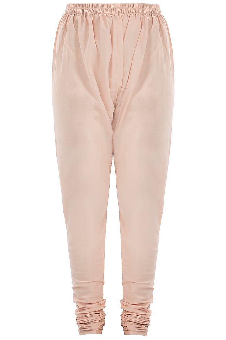 Peach Embroidered Kurta With Churidar Pants by Samant Chauhan at Pernia's Pop Up Shop