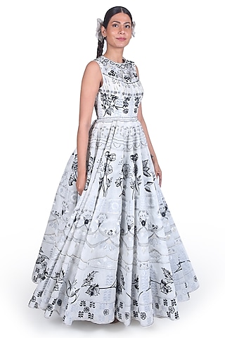 Off White Embroidered Gown by Samant Chauhan