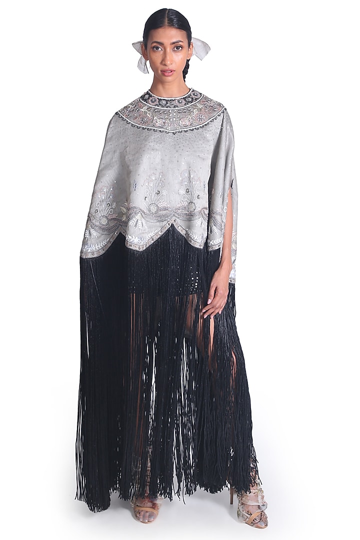 Grey & Black D-Cut Kaftan by Samant Chauhan at Pernia's Pop Up Shop