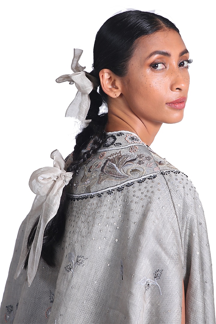 Grey & Black D-Cut Kaftan by Samant Chauhan at Pernia's Pop Up Shop