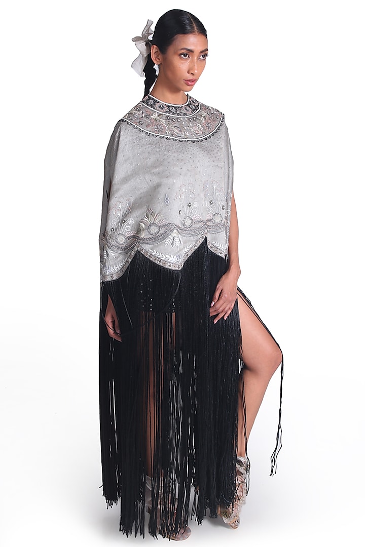 Grey & Black D-Cut Kaftan by Samant Chauhan at Pernia's Pop Up Shop