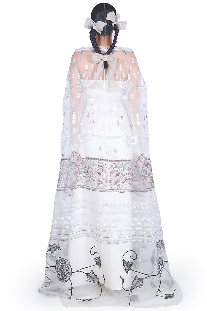 White Off Shoulder Gown With Cape by Samant Chauhan at Pernia's Pop Up Shop