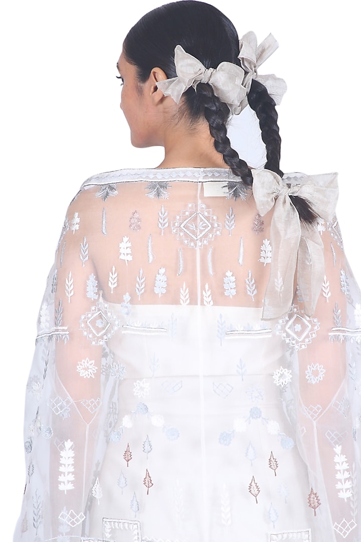 White Off Shoulder Gown With Cape by Samant Chauhan at Pernia's Pop Up Shop