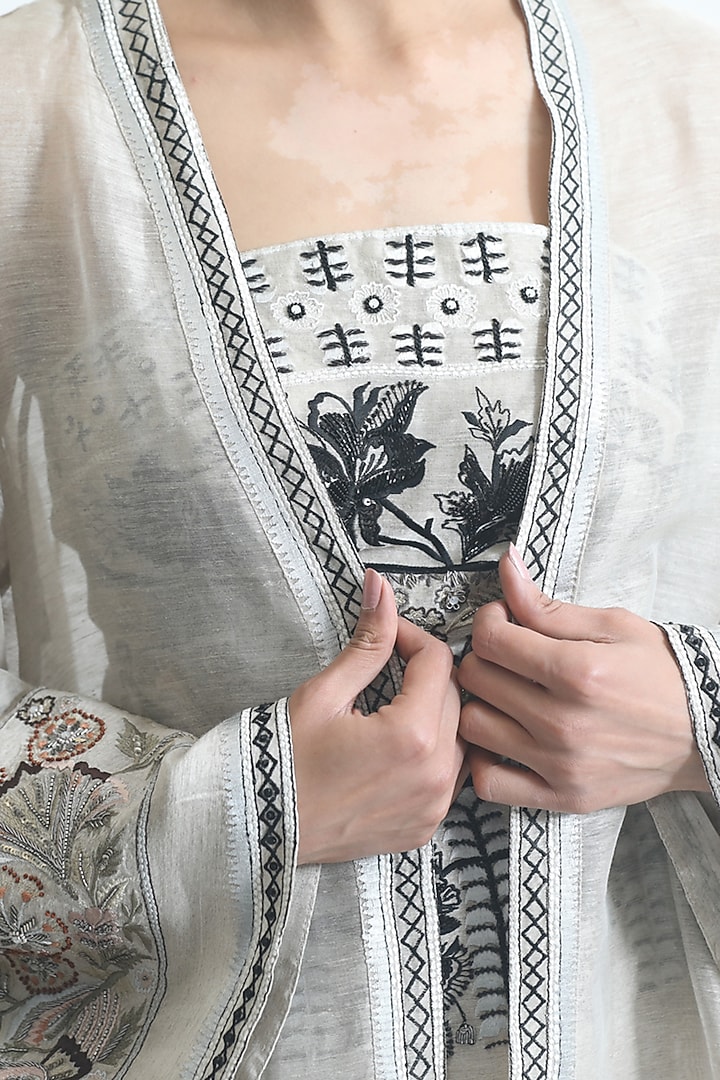 Grey Embroidered Tube Gown With Jacket by Samant Chauhan at Pernia's Pop Up Shop