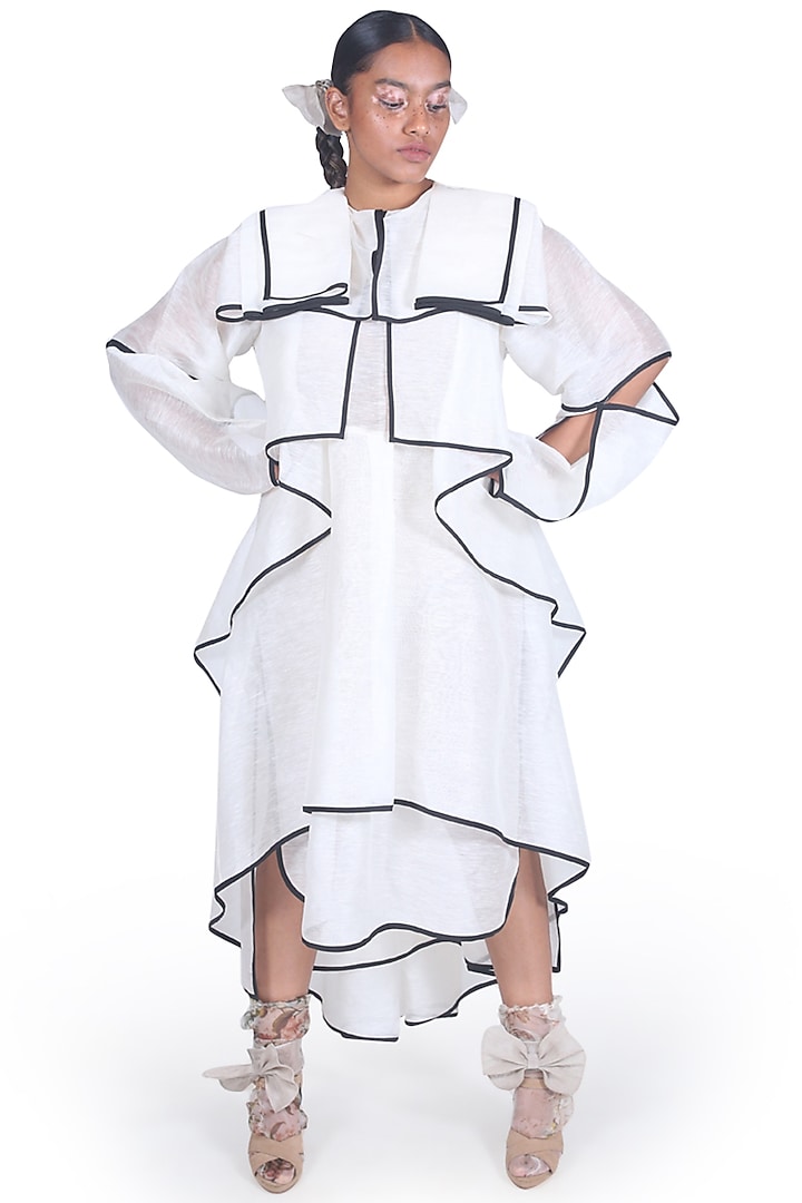 Off White Asymmetrical Dress by Samant Chauhan