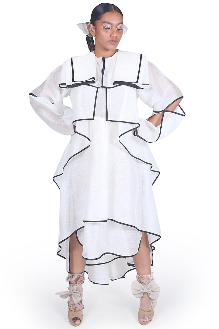 Off White Asymmetrical Dress by Samant Chauhan at Pernia's Pop Up Shop