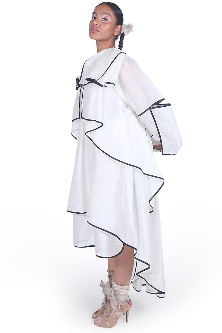 Off White Asymmetrical Party Wear Dress by Samant Chauhan at Pernia's Pop Up Shop