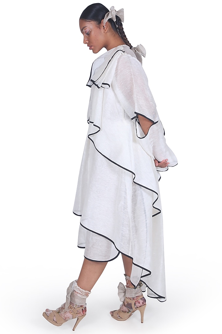 Off White Asymmetrical Party Wear Dress by Samant Chauhan at Pernia's Pop Up Shop
