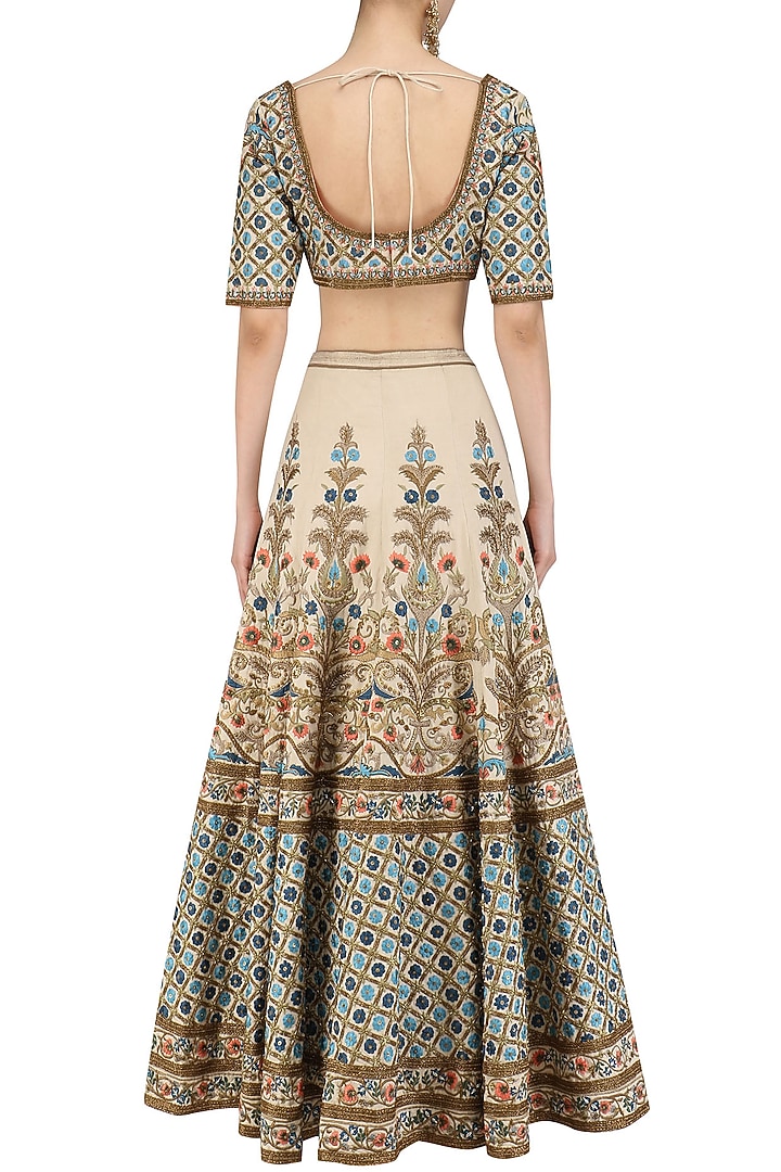 Sea green embroidered lehenga and blouse set available only at Pernia's Pop Up Shop.