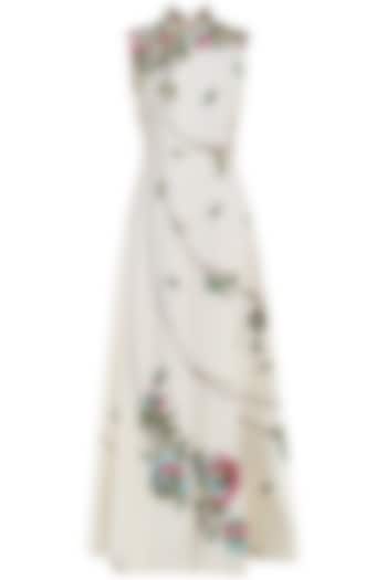 Off White Embroidered Front Open Gown by Samant Chauhan