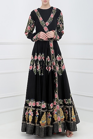 Black Embroidered Gown by Samant Chauhan